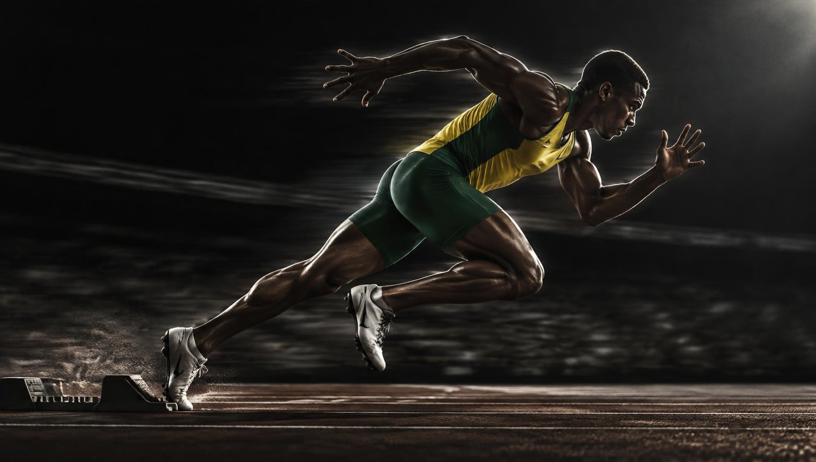 Atleta de atletismo em preparação para a largada